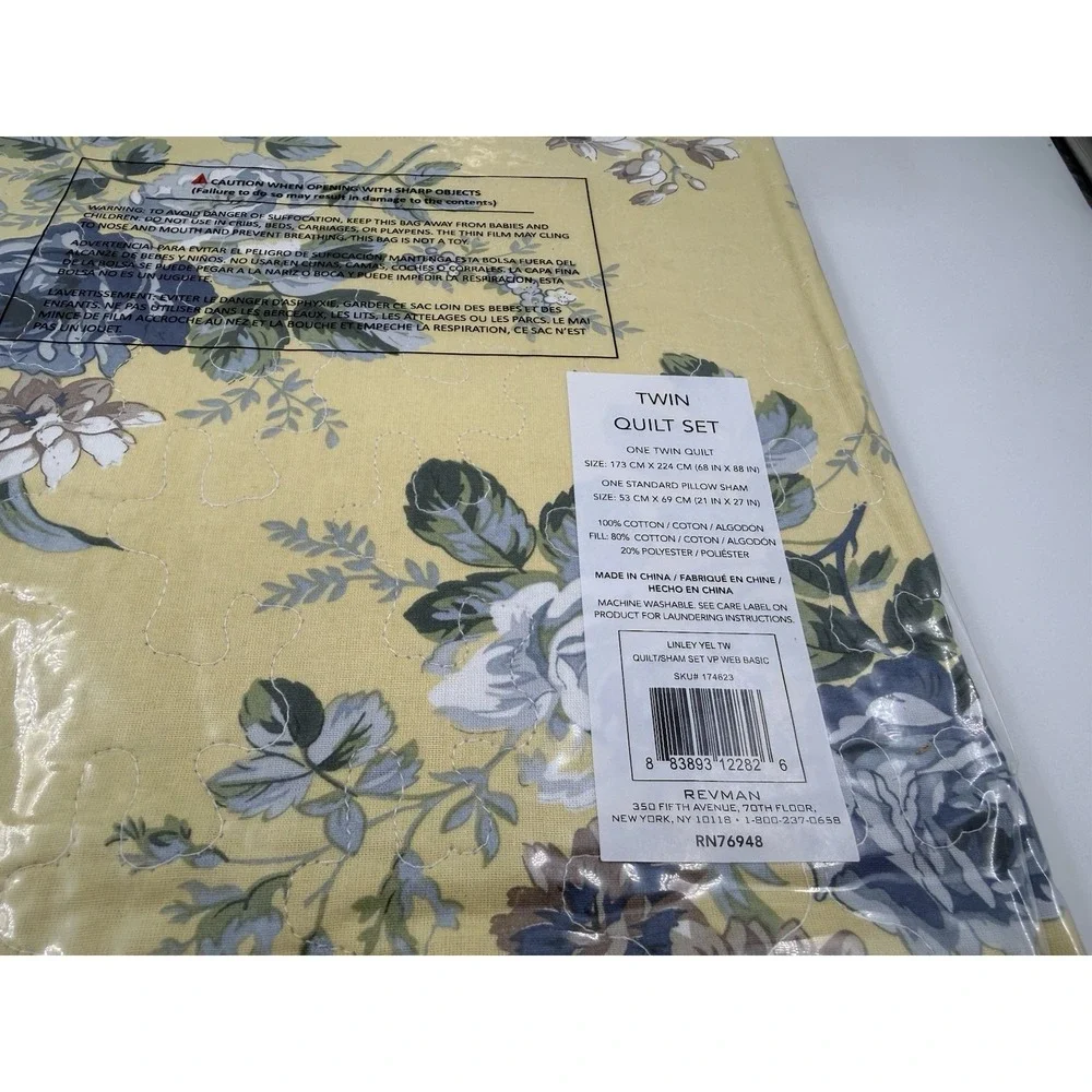 Laura Ashley Twin Quilt Set Reversible Cotton Bedding With Marching Sham Light